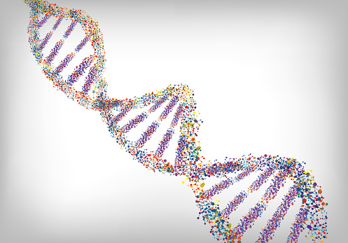 Illustration of DNA colourful background. Vector