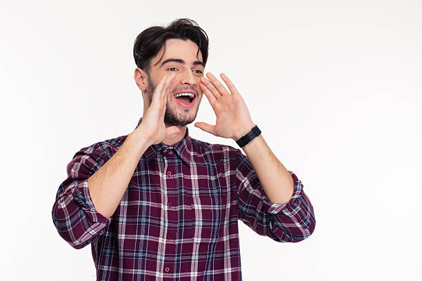 istock Portrait of a happy man screaming 501791546