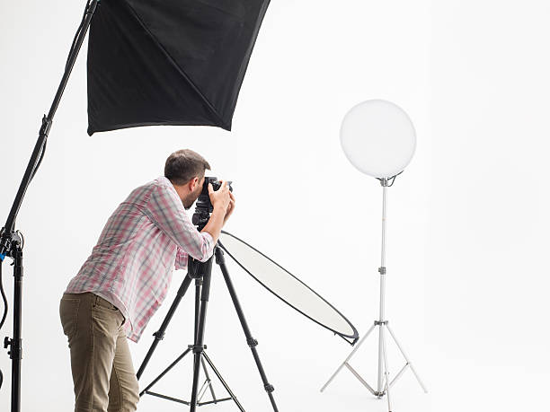 istock Photographer man photo shooting in studio 501793058