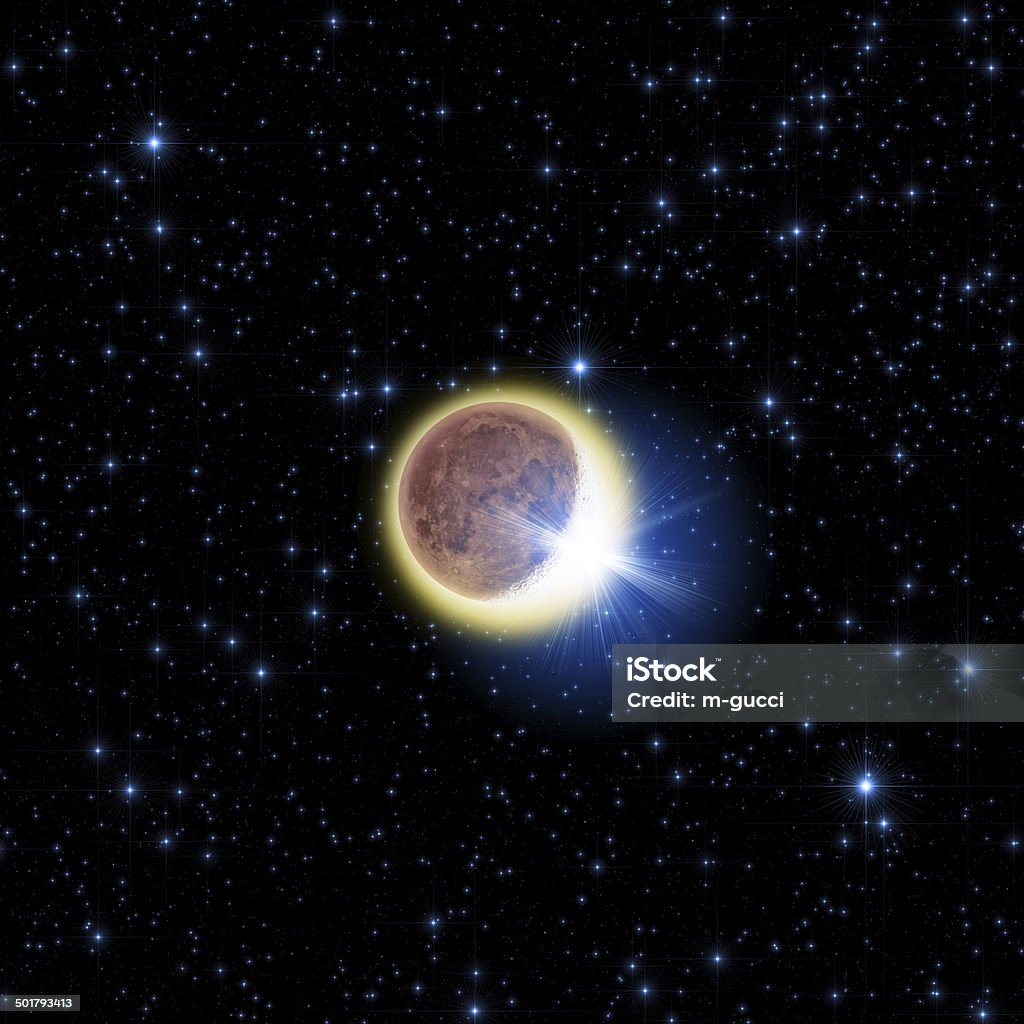 Mond und Stars - Lizenzfrei Astronomie Stock-Foto