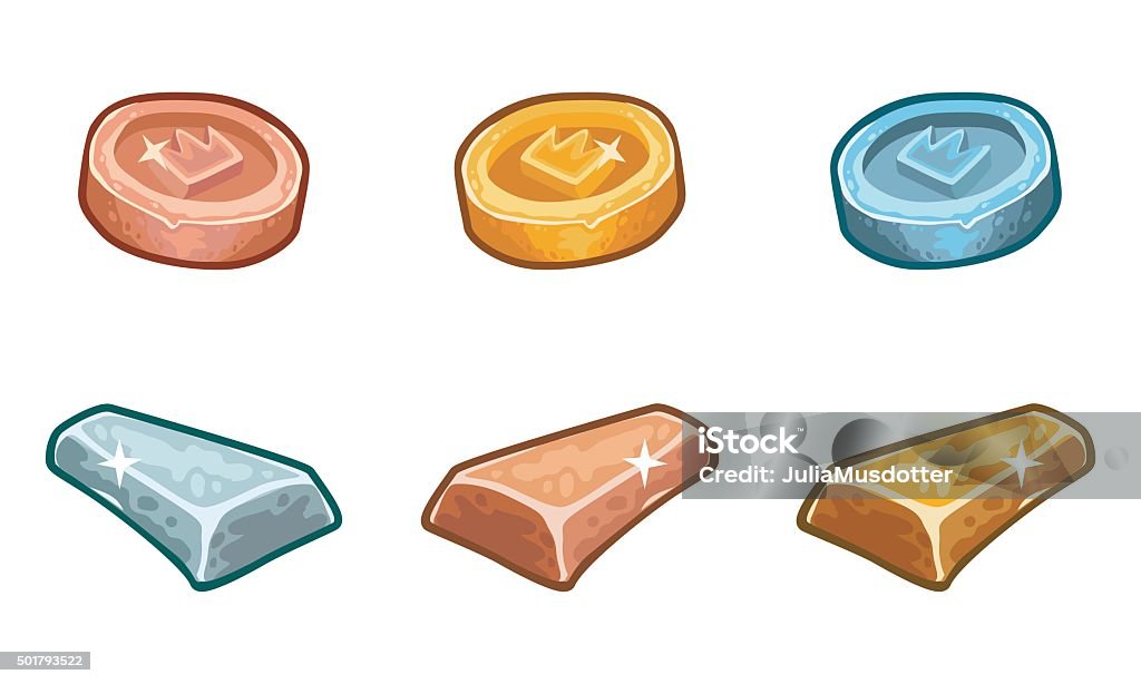 Cartoon 3d Coins And Golden Bars Set Stock Illustration - Download Image  Now - Copper, Ingot, Nugget - iStock