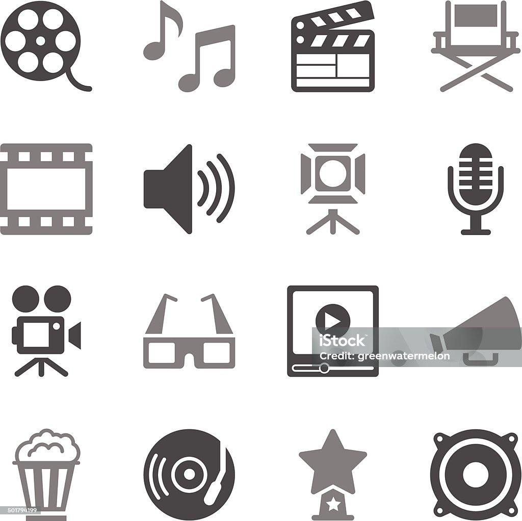 Film Industry Icons Gray Color Vector File of  Film Industry Icons Gray Color related vector icons for your design or application. Stage Light stock vector