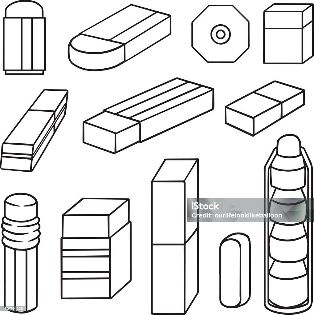Vector Set Of Eraser Stock Illustration - Download Image Now - Art, Art And  Craft, Cartoon - iStock