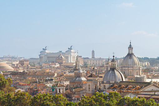 skyline of Rome city at day, Italy