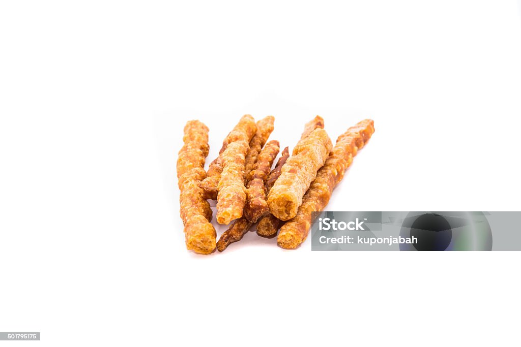 Fried pork on white backgrounds Lamb - Meat Stock Photo