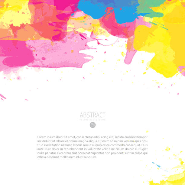 Vector watercolor template Bright colorful vector watercolor background child paintbrush stock illustrations