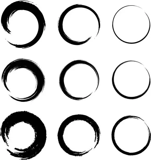 Vector illustration of Set of Grunge Circle Stains