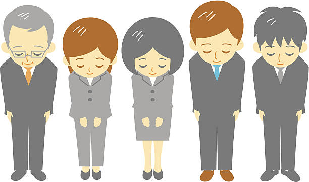 ilustrações, clipart, desenhos animados e ícones de trabalhadores de escritório, educado bow - saluting women isolated necktie