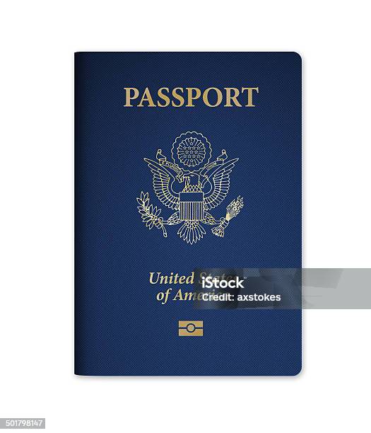 Us Passport With Microchip Stock Photo - Download Image Now - Passport, Sparse, Blue