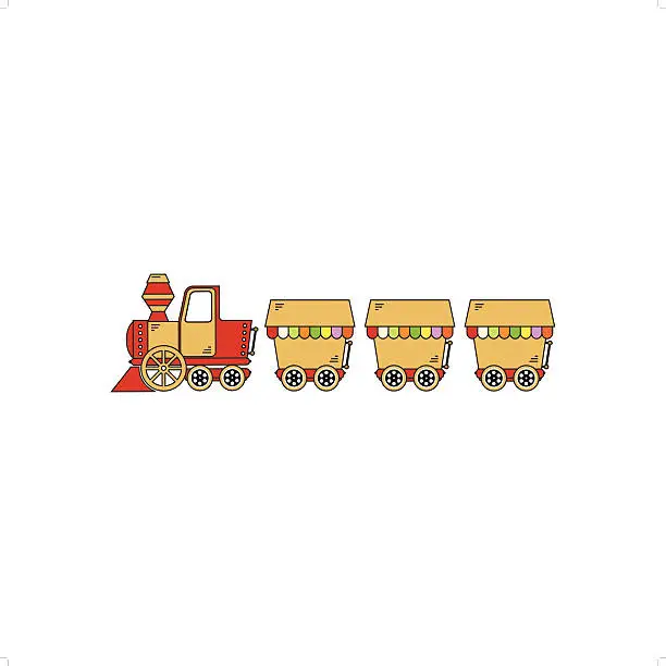 Vector illustration of Locomotive With Wagons