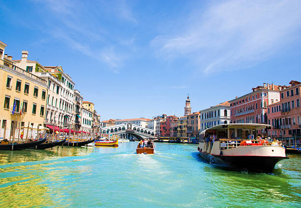 istock Venice Grand canal with gondolas and Rialto Bridge, Italy 501799009