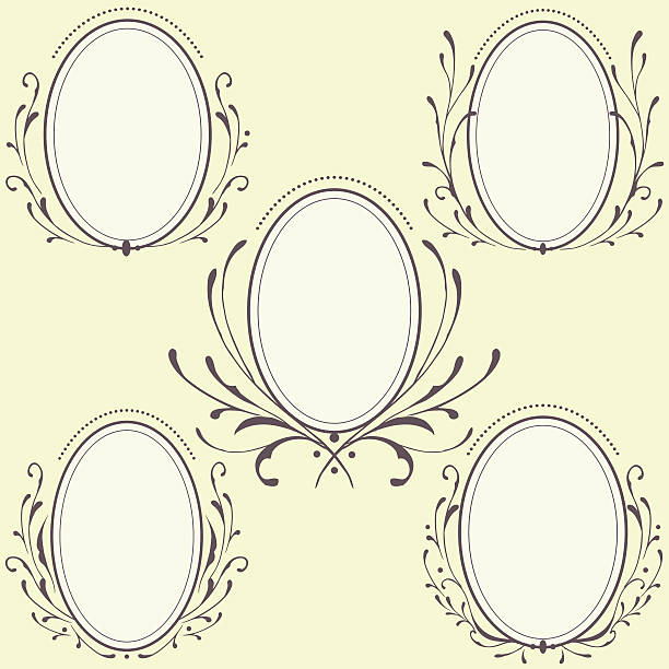 Oval Floral frames ornament The objects can be ungroup and apply to use by yourself. balance borders stock illustrations