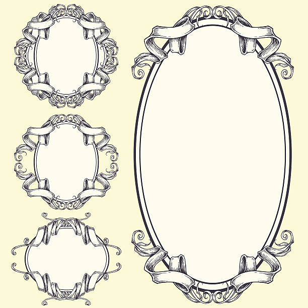 Ribbon frame and border ornaments Ribbon frame and border ornaments vector set 05. balance borders stock illustrations