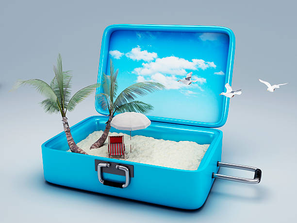 istock Travel suitcase. beach vacation 501799369