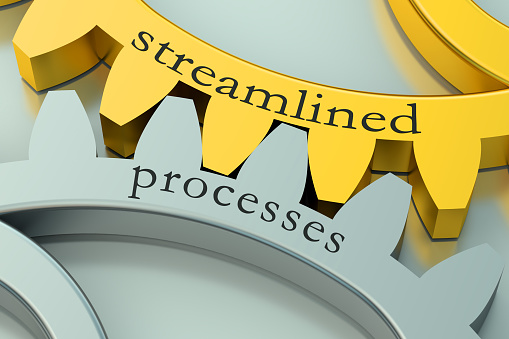 streamlined processes concept on the gearwheels