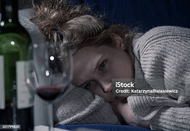 Drunk Woman On Couch Stock Photo - Download Image Now - Sofa, Alcohol Abuse, Drunk