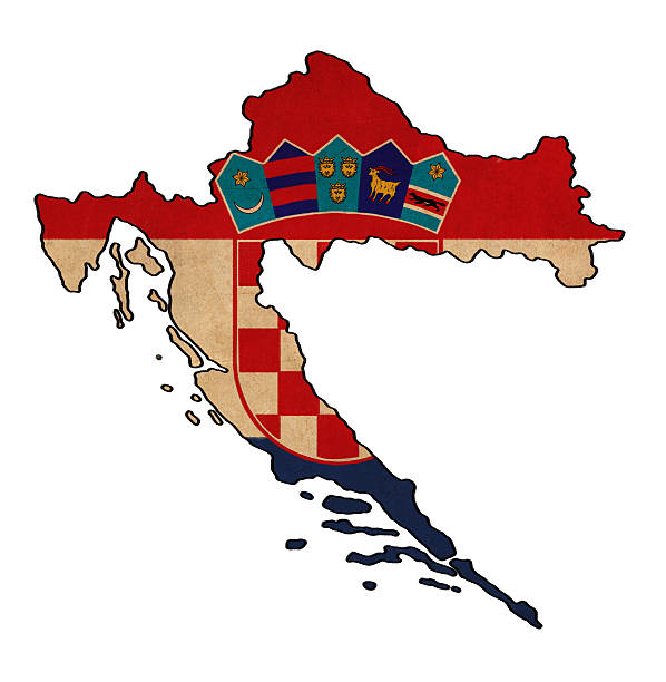istock Croatia map on Croatia  flag drawing 501800295