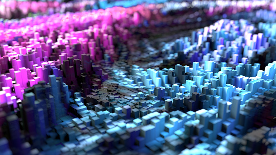 Abstract cubes background. Pixel landscape.