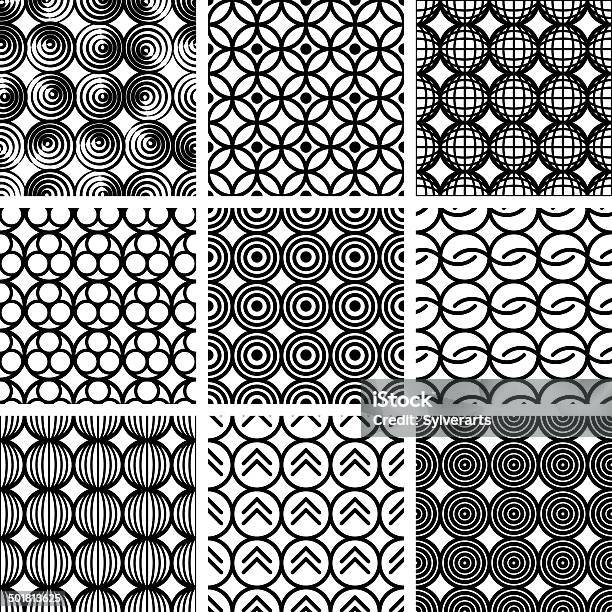 Seamless Geometric Patterns Set Stock Illustration - Download Image Now - Abstract, Arts Culture and Entertainment, Backgrounds