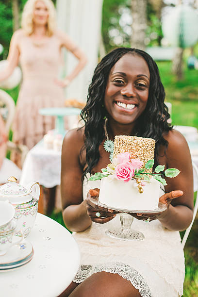 istock Beautiful woman with beautiful cake 501813703