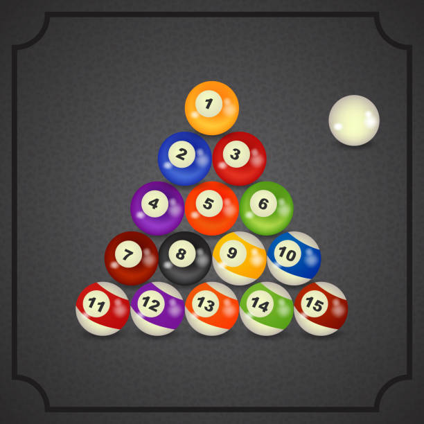 set of billiard balls, billiards, vector art illustration