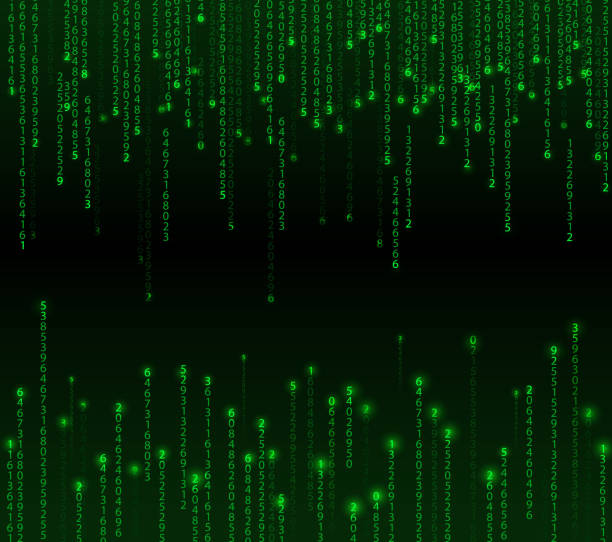 Technology binary background. Binary on green background Vector illustration of Technology binary background. Binary on green background computer programming desk stock illustrations