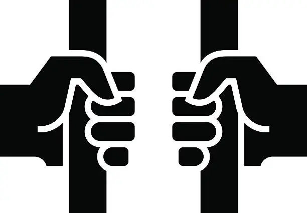 Vector illustration of Behind bars icon