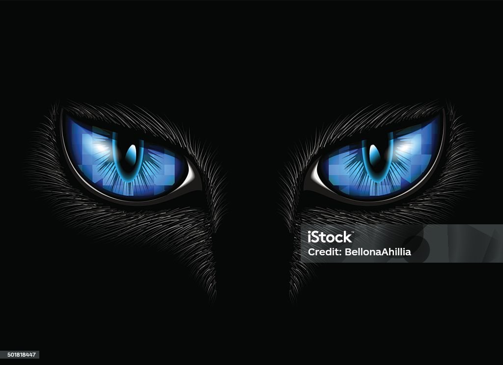 blue cat's eyes Two blue cat eyes on black background Animal Eye stock vector