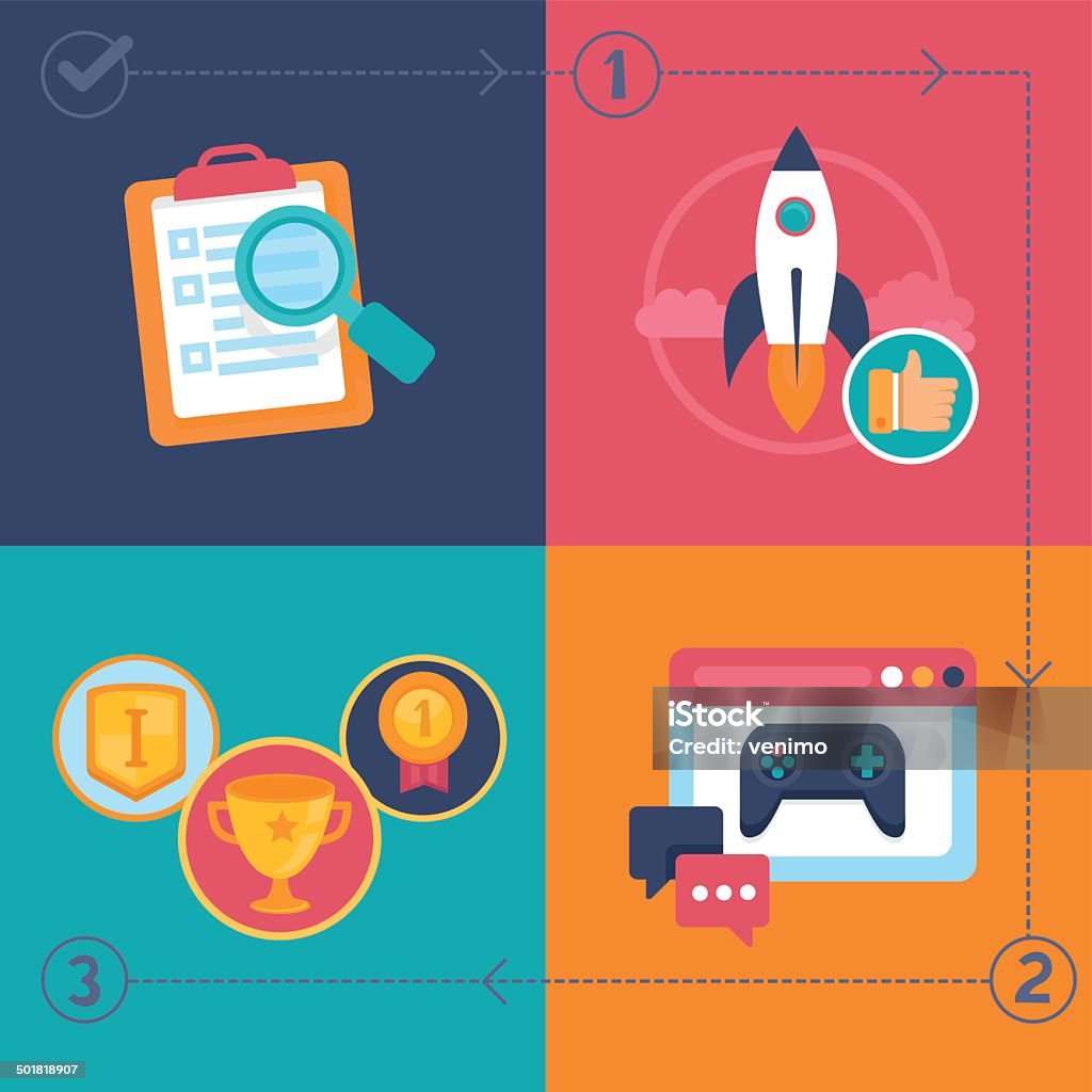 Gamification Design Graphics Vector Gamification Process Stock Illustration - Download Image Now ...