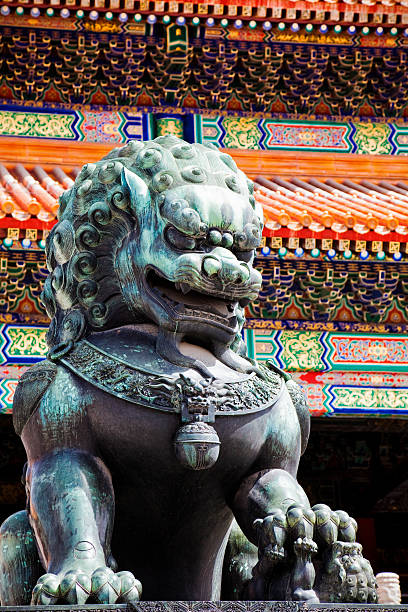 Imperial lion at the Forbidden City in Beijing, China.