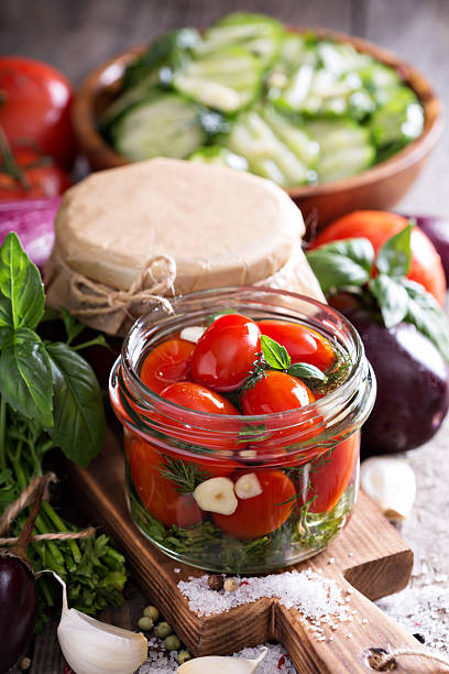 istock Homemade canned tomatoes with dill and garlic 501821512