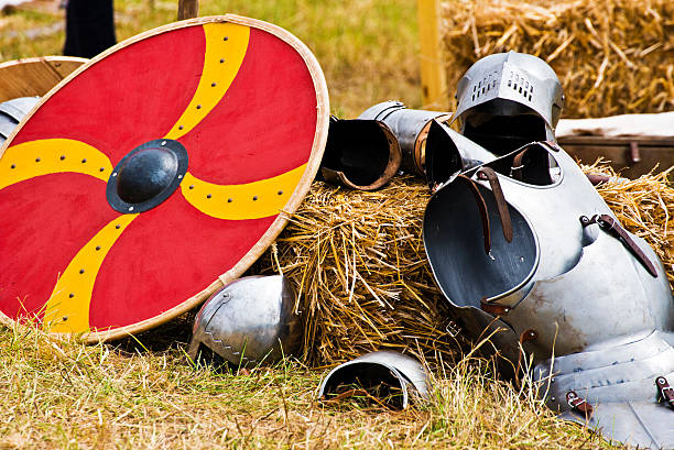 istock Parts of medieval armor and round loop 501823242