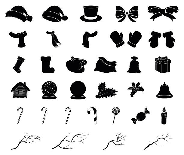 Christmas vector symbol silhouette set, icon design. Christmas vector symbol silhouette set, icon design. Winter illustration isolated on white background. snow globe empty silhouette stock illustrations