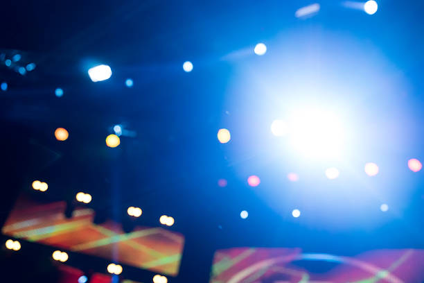 istock Defocused entertainment concert lighting on stage, bokeh. 501827174