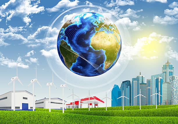 istock Earth, grass, skyscrapers and industrial area 501829731