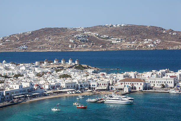 istock View from up to Mykonos town and harbor 501829845