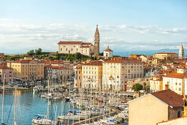 Piran is delightful medieval coastal town on the pointy peninsula, Slovenia. Europe.