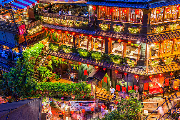 Hillside teahouses in Jiufen, Taiwan.