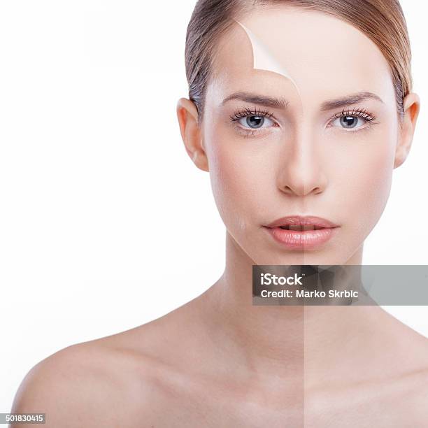 Before And After Stock Photo - Download Image Now - Human Face, Before and After, Half Full