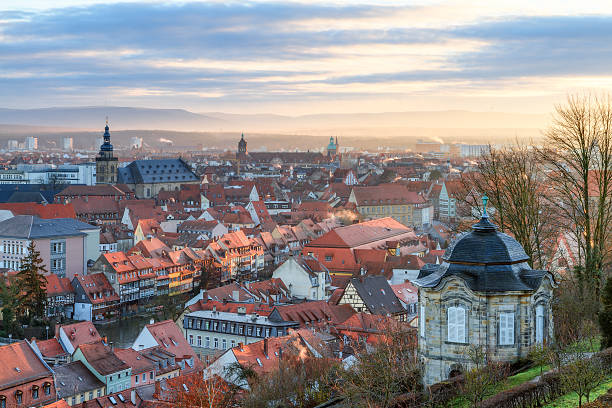 Bamberg Little Venice Panorama Bamberg Little Venice Panorama. Sunrise in the franconian city of Bamberg on a cold winter morning klein venedig photos stock pictures, royalty-free photos & images