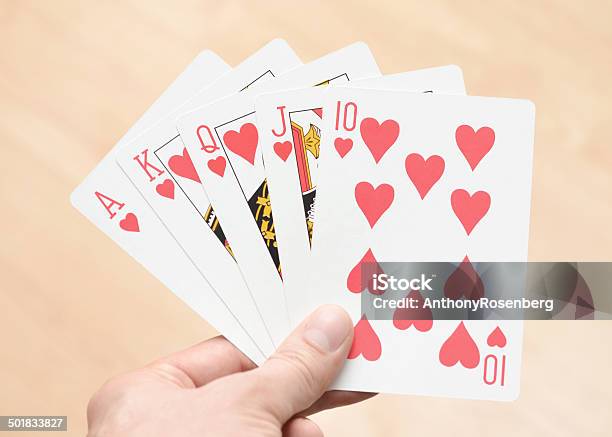 Royal Flush Stock Photo - Download Image Now - Ace, Ace Of Hearts, Adult