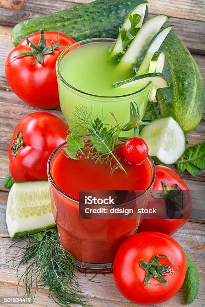 Tomato And Cucumber Juices Stock Photo - Download Image Now - Antioxidant, Close-up, Cocktail