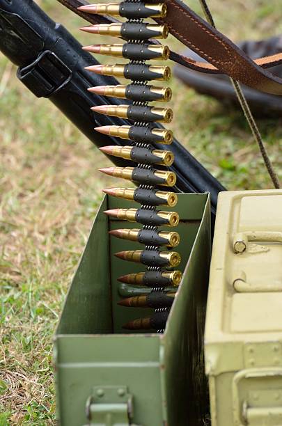 istock Belt of Machine gun bullets 501835109