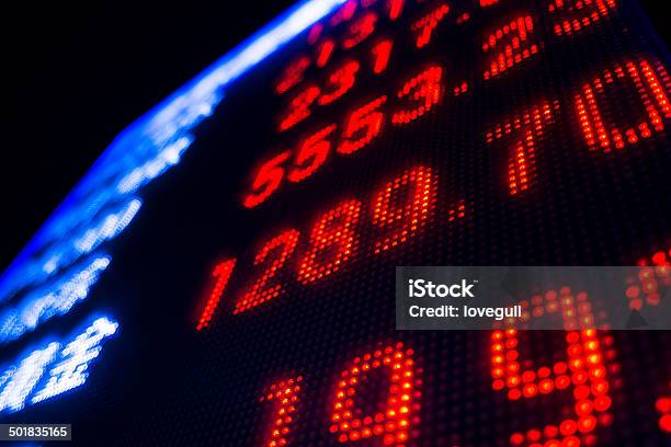 Stock Market Data On Screen Stock Photo - Download Image Now - Analyzing, Asia, Backgrounds