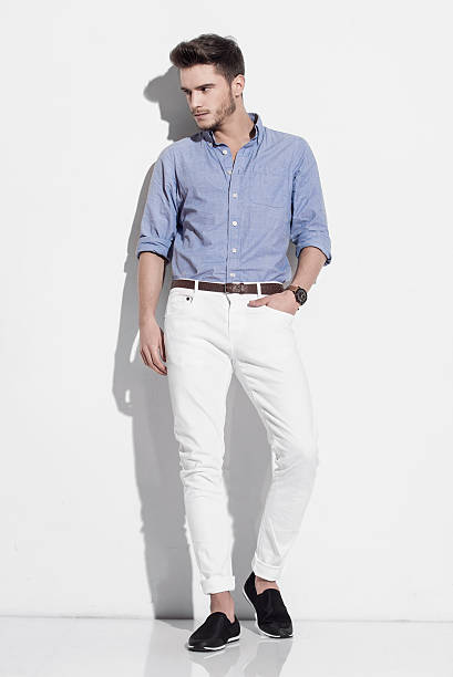 istock Handsome man in bright blue shirt 501843250