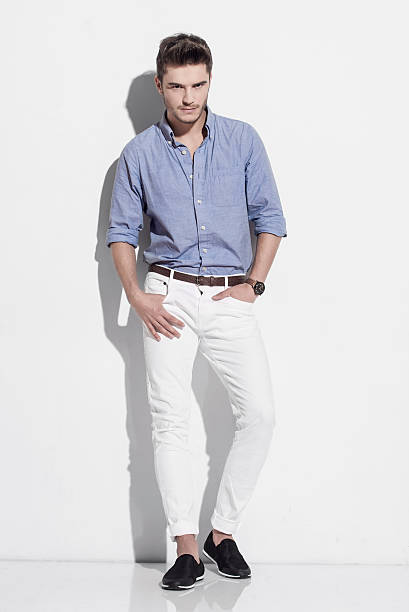 istock Handsome man in bright blue shirt 501843282