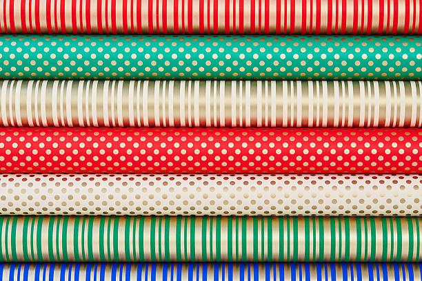 Colorful rolled paper for wrapping gifts