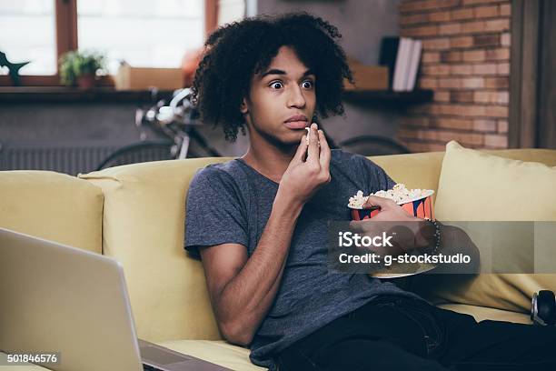 Horror Movie Stock Photo - Download Image Now - Popcorn, Television Set, Fear