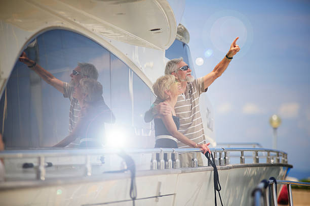 Wealthy Seniors on Yacht stock photo