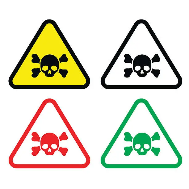 Vector illustration of deathly warning triangle symbol